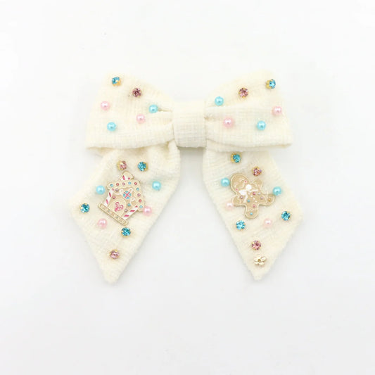 Ivory Tweed Bow with Gingerbread
