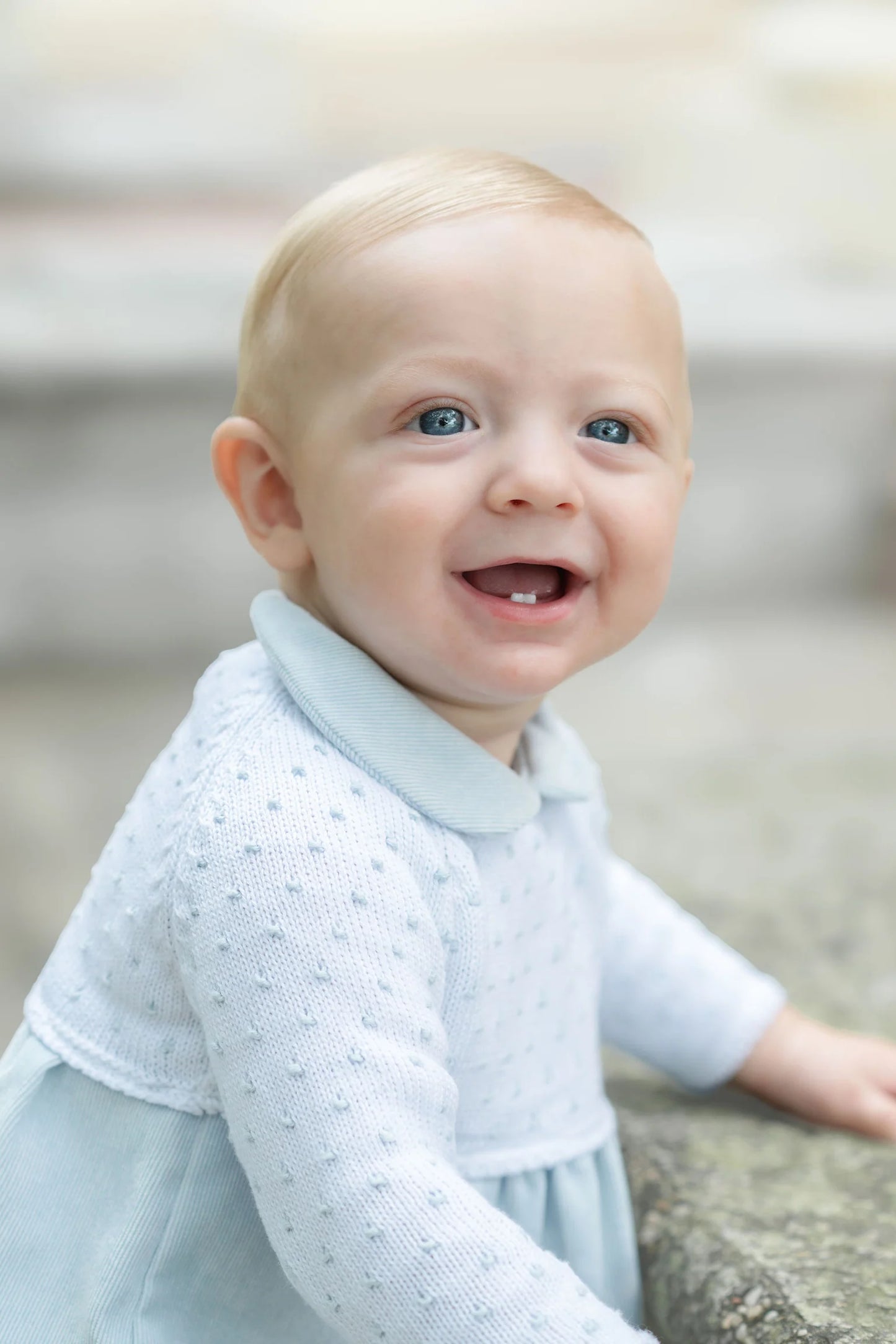Collar Dot Blue Corduroy Bubble
