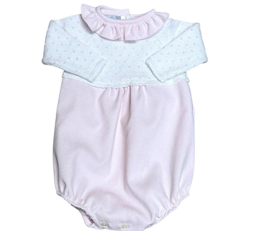 Collar Dot Pink Corduroy Bubble