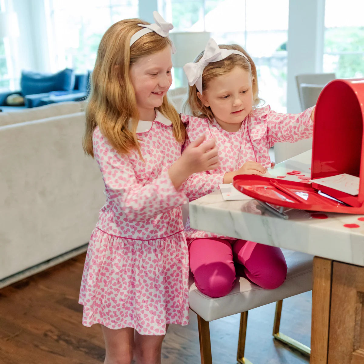 Lillian Dress- Pink Confetti Hearts