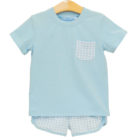 Madden Short Set- Light Blue Gingham
