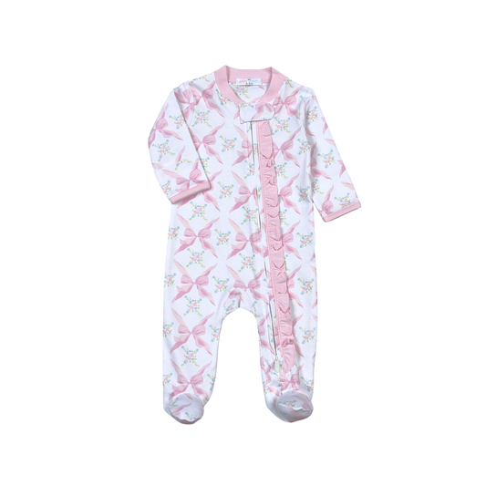 Pink Bows Pima Footie