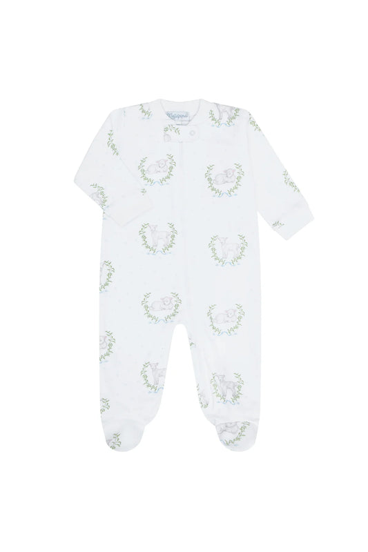 Blue Lamb Zipper Footie
