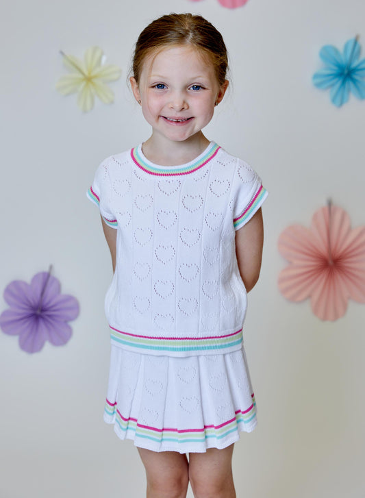 Vanilla Heart Pleated Skort Set