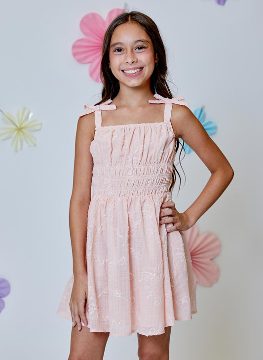 Peach Embroidered Dress