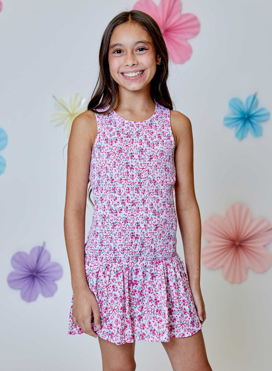 Pink Floral Smocked Dress