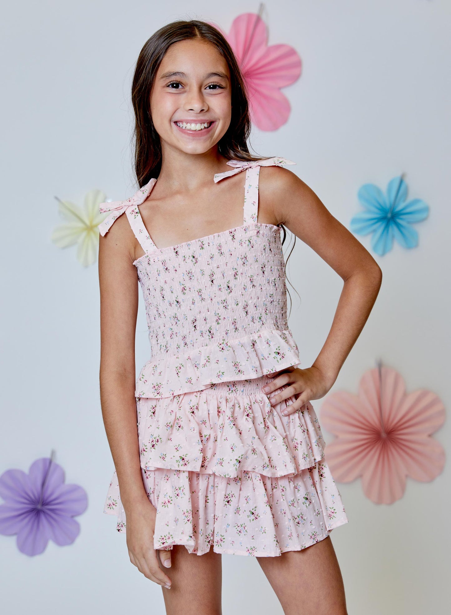 Floral Smocked Skort Set