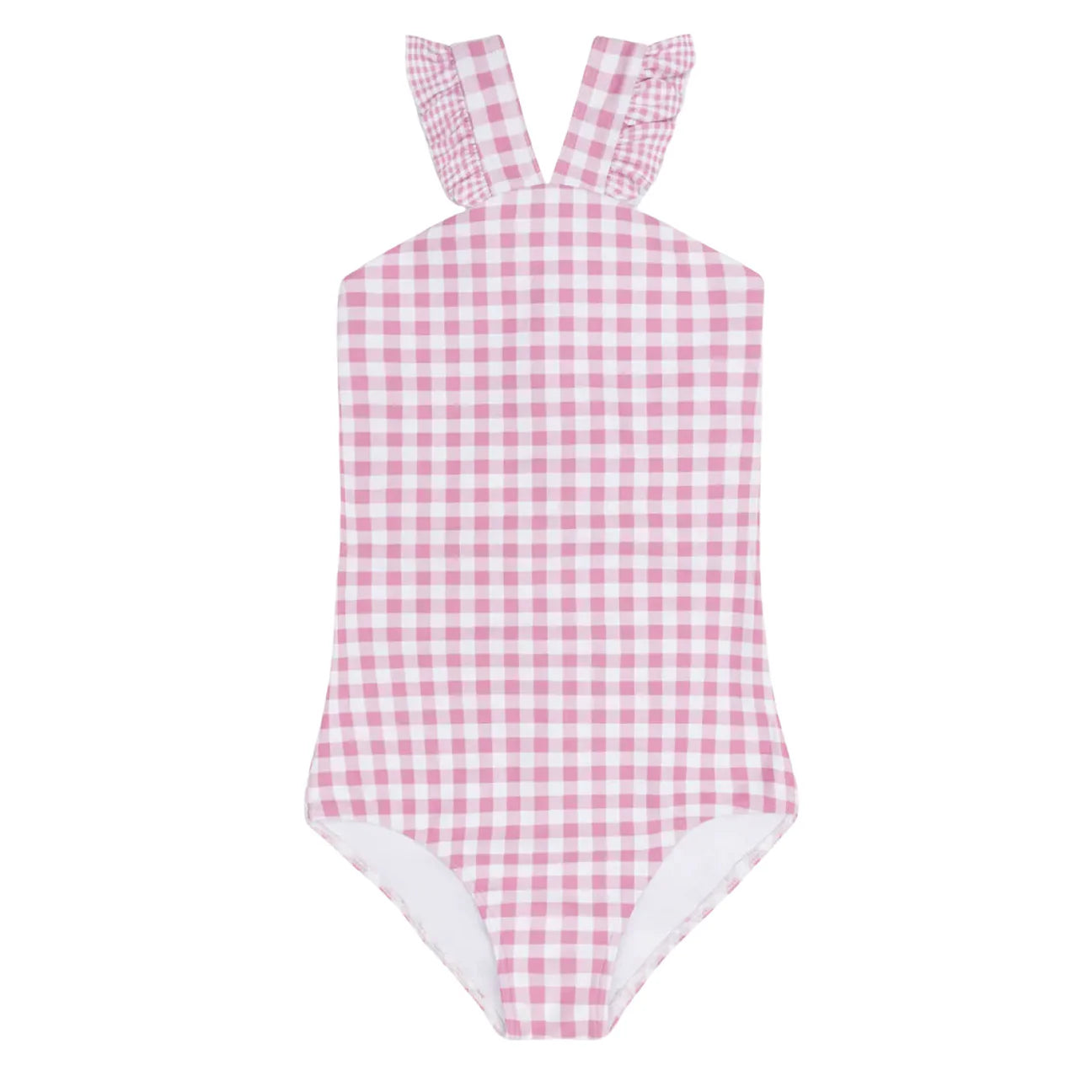 Girls Blush Gingham Crossover One Piece