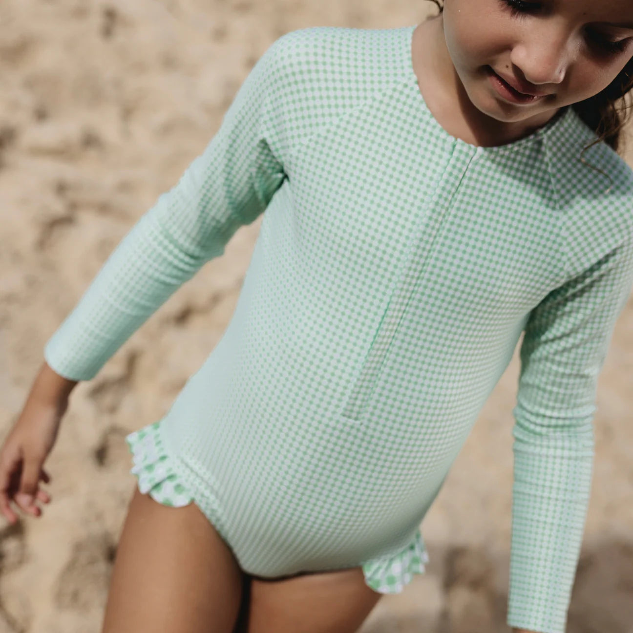 Girls Gustavia Gingham Rashguard One Piece