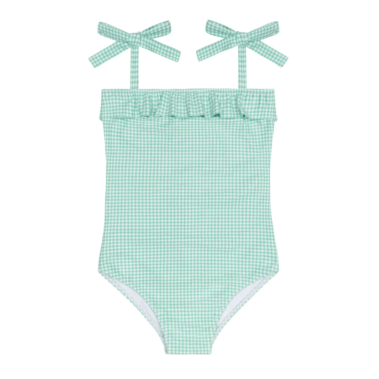 Girls Gustavia Gingham Ruffle Front One Piece