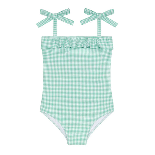 Girls Gustavia Gingham Ruffle Front One Piece