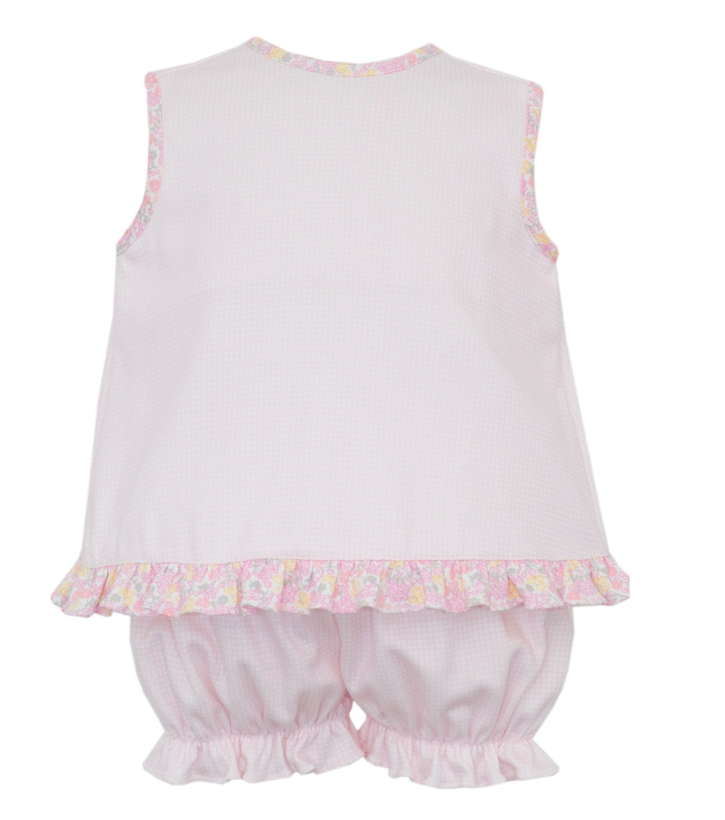 Pink Gingham Bloomer Set w/ Floral Collar