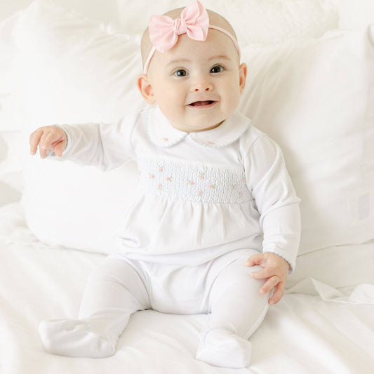 Charlotte's Classics Smocked Footie - Sky Blue