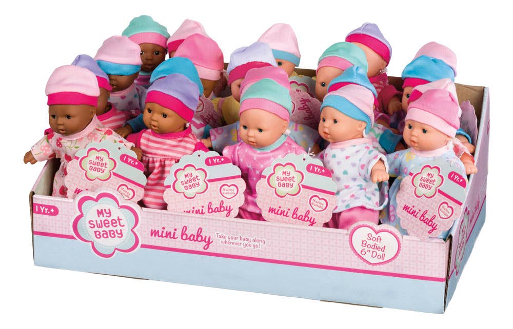 My Sweet Baby 6" Mini Babies Assorted Skin Tones Dolls