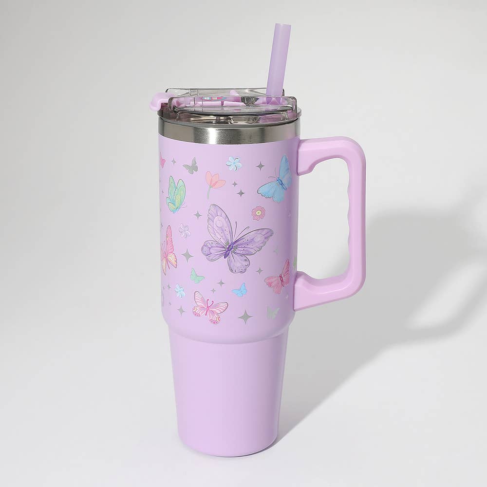 Stainless Steel Tumbler, Tie Dye Butterfly
