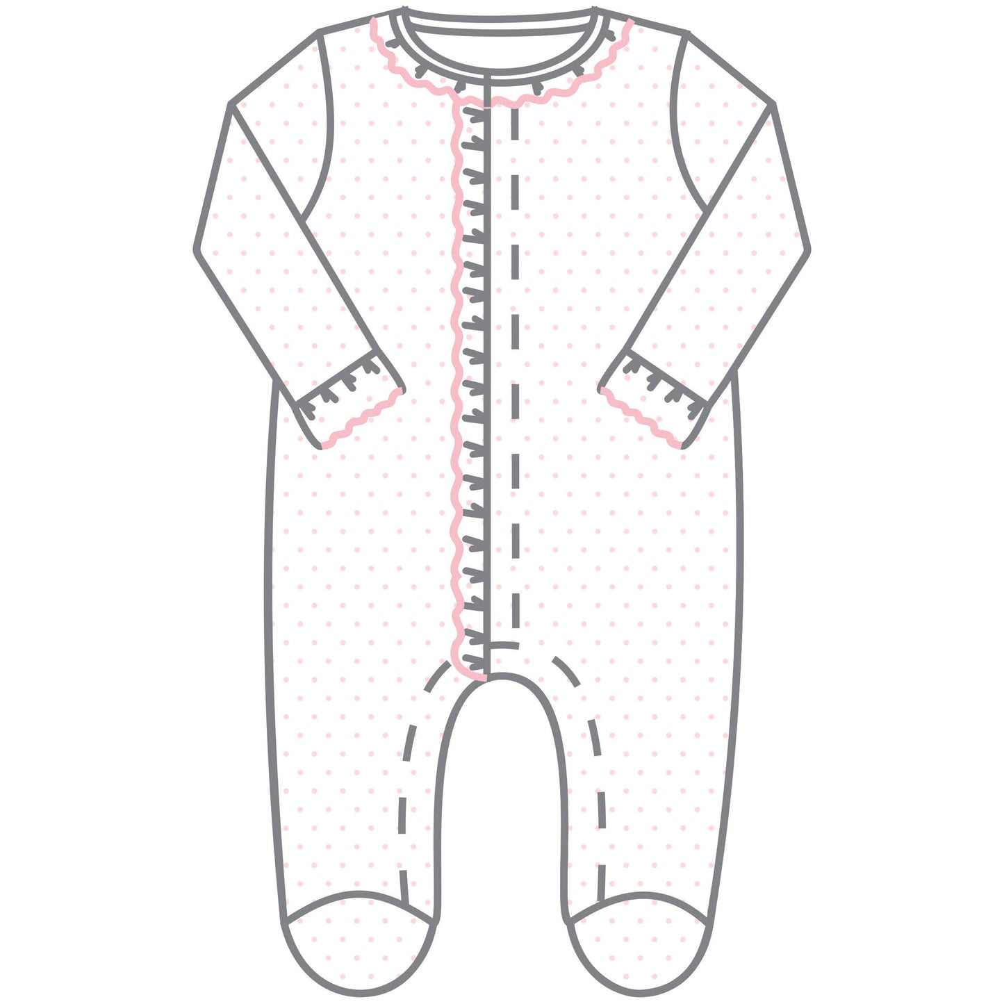 Mini Dots Ruffle Front Footie - Pink