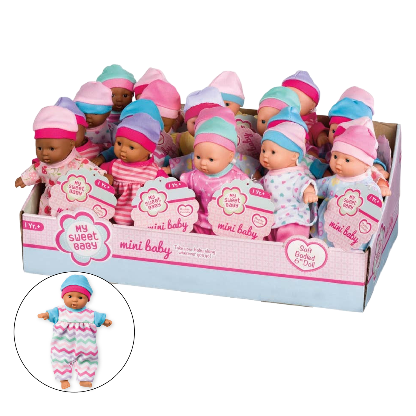My Sweet Baby 6" Mini Babies Assorted Skin Tones Dolls