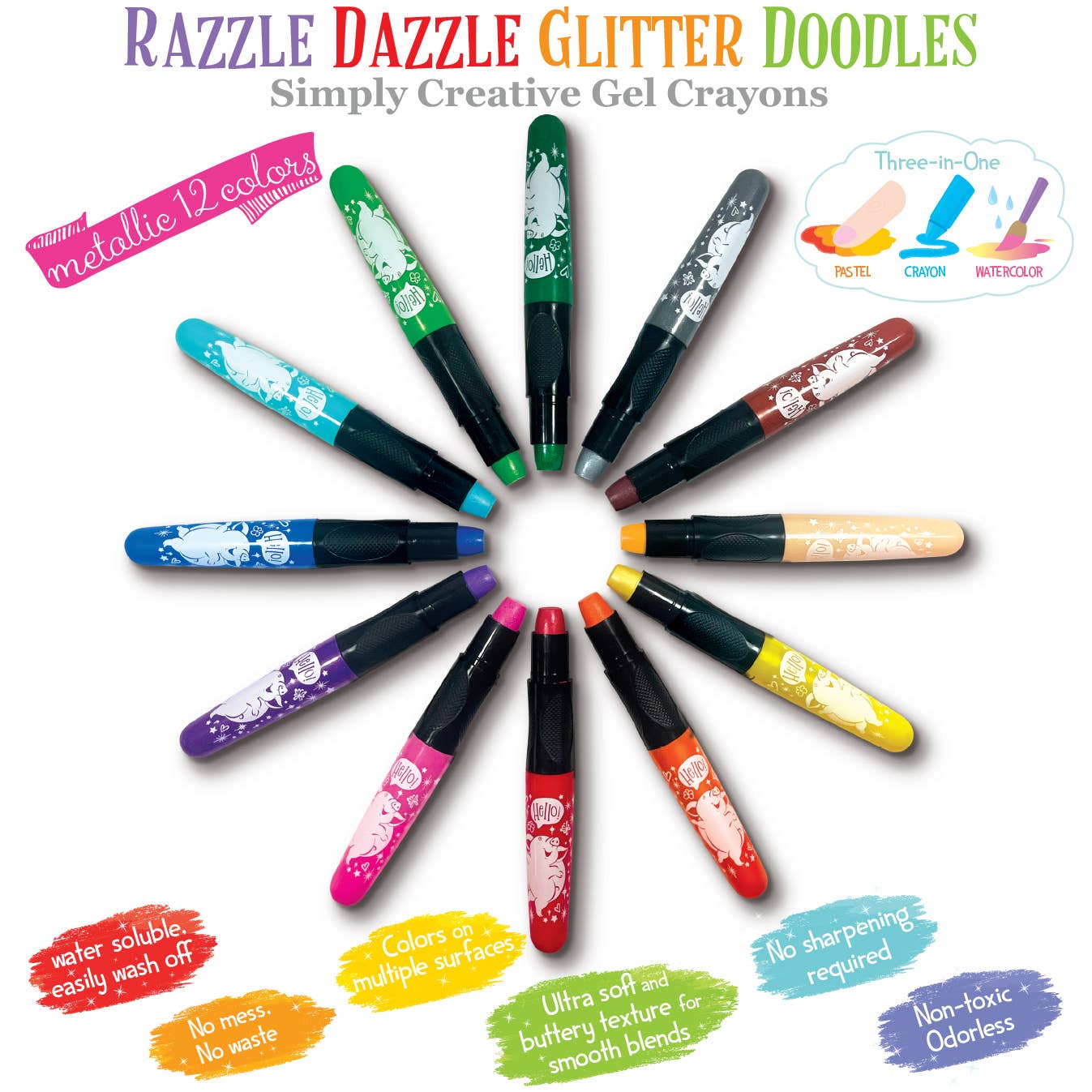 Unicorn Magic Glitter Doodle Twistable Gel Crayons