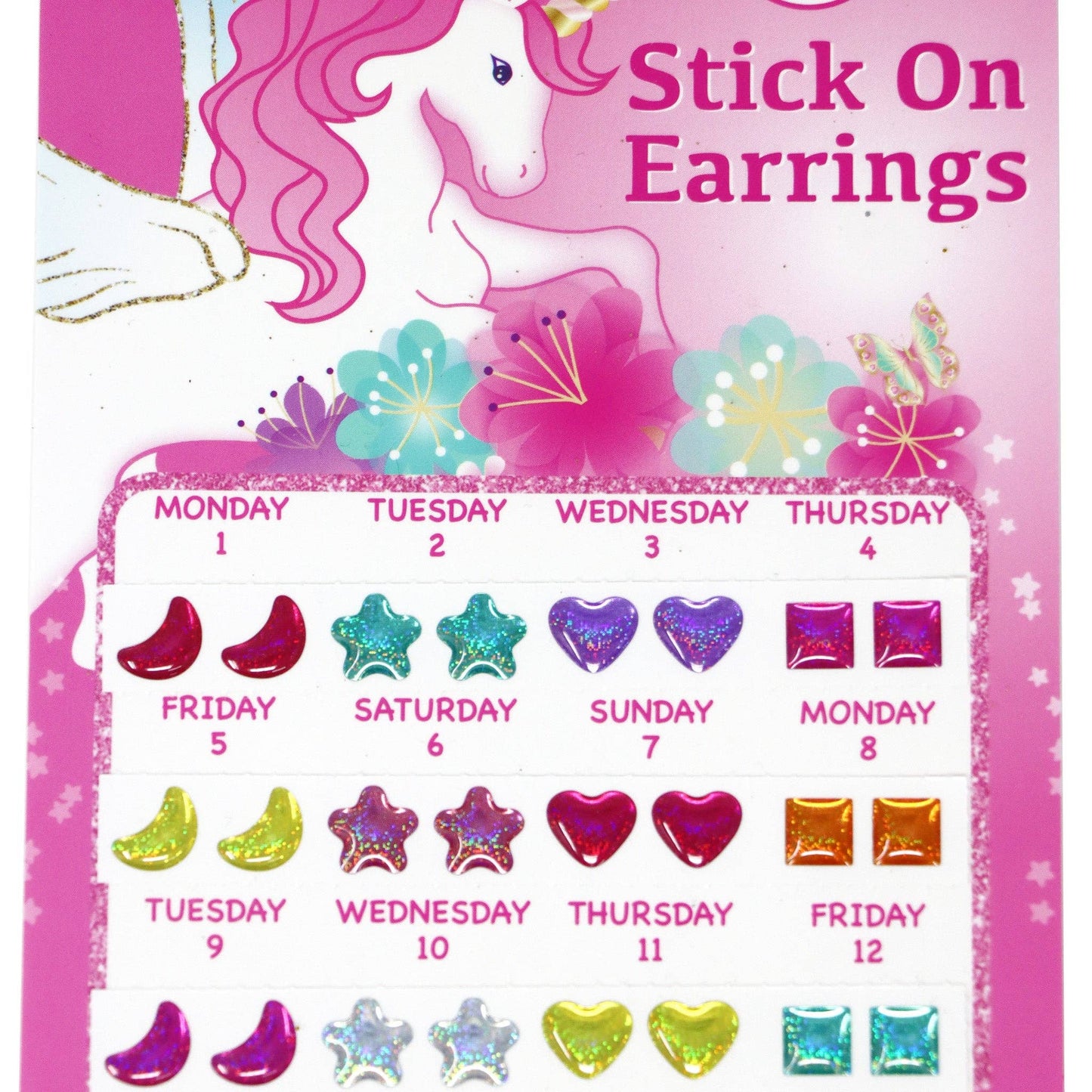 30 Pairs Dreamy Unicorn Stick On Earrings | Pack of 12
