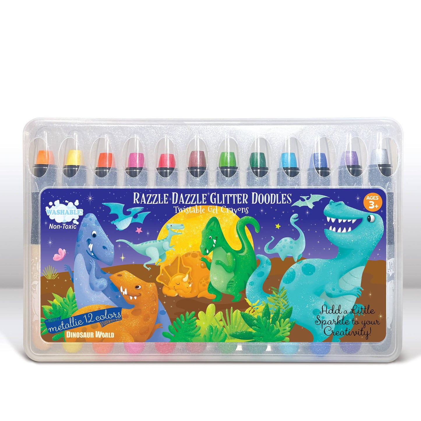 Dinosaur World Glitter Doodle Twistable Gel Crayons