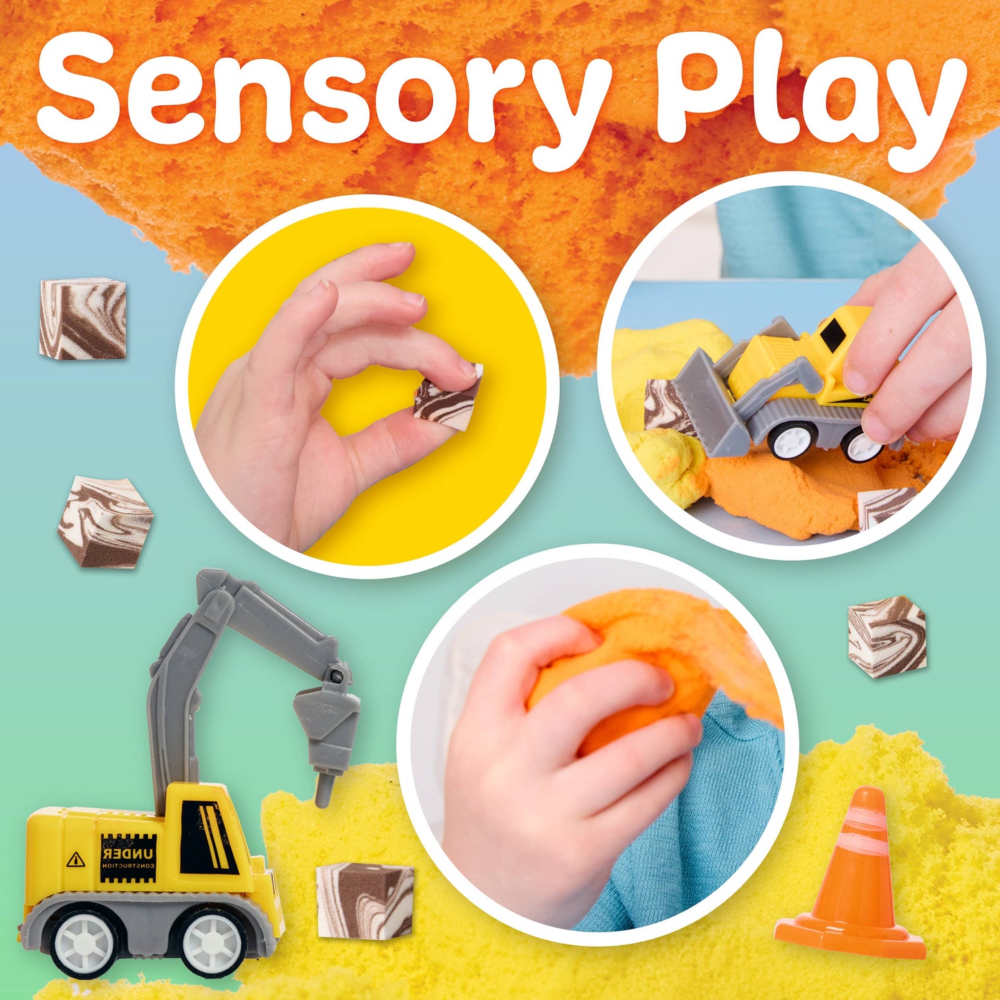 Sensory Mini Play Kit Jar with Cloud Clay: Construction Them